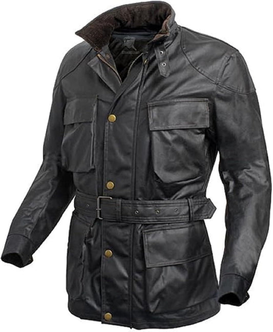 Men's Dark Knight Bane Black Leather Belted Trench Coat Jacket