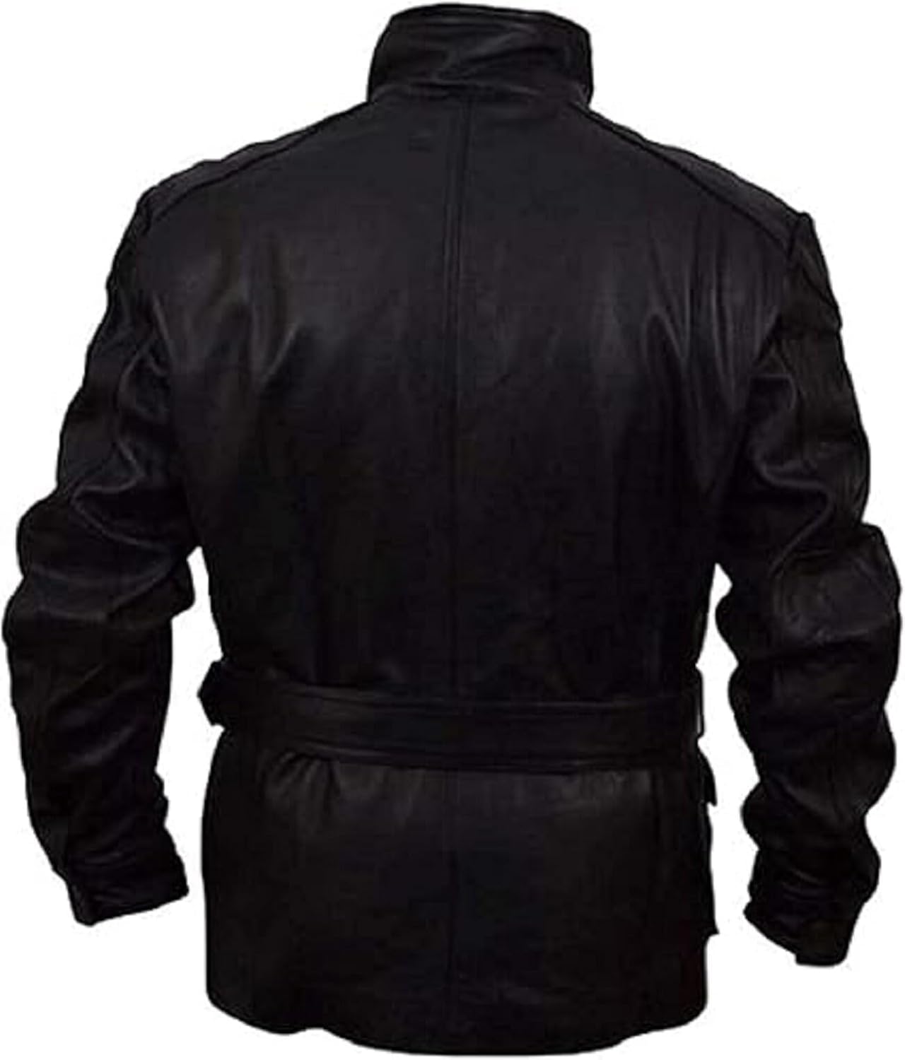 Men's Dark Knight Bane Black Leather Belted Trench Coat Jacket