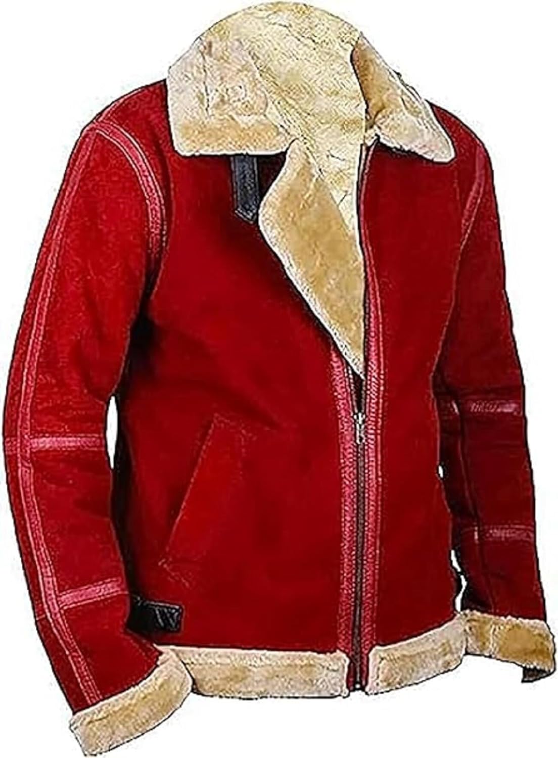 Men's Spirited Santa Coat Maroon Suede Leather Jacket